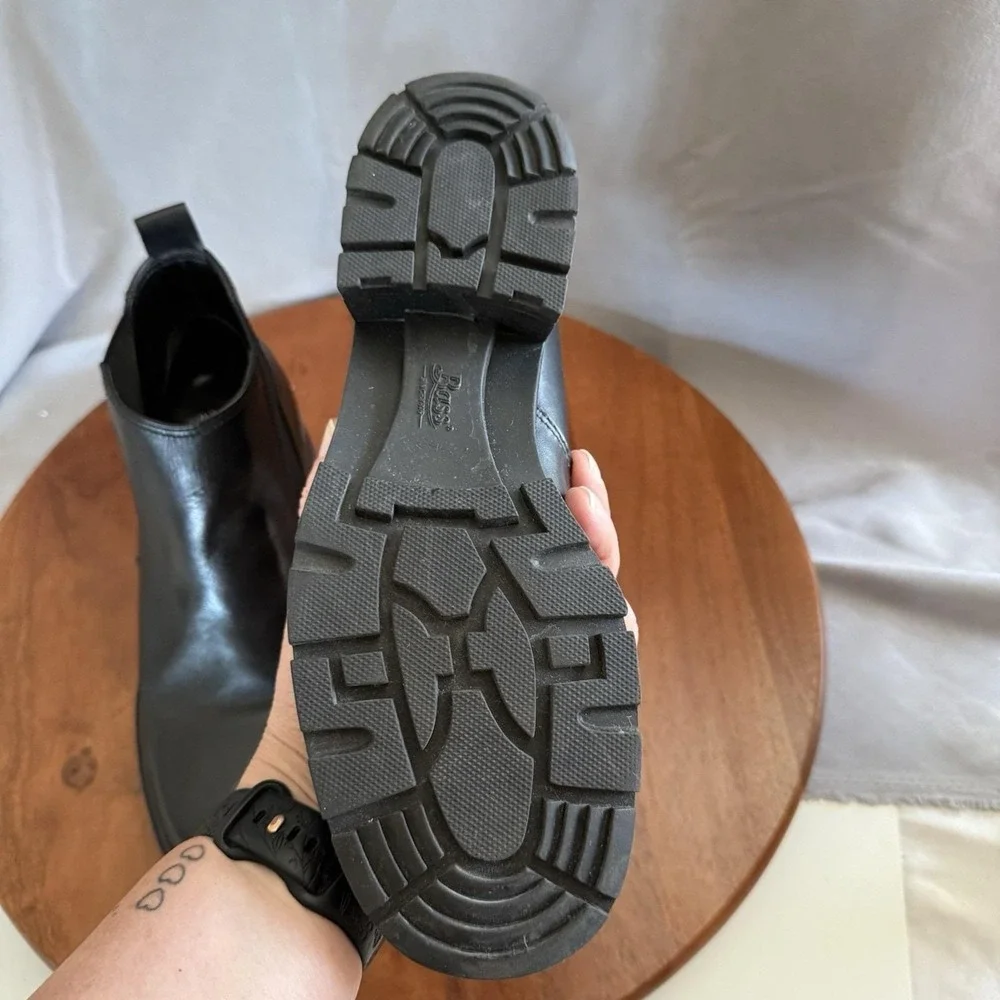 Bass Vintage Chelsea Boots Women Black Leather Lug Sole Pull On Ankle Boots 10M‎